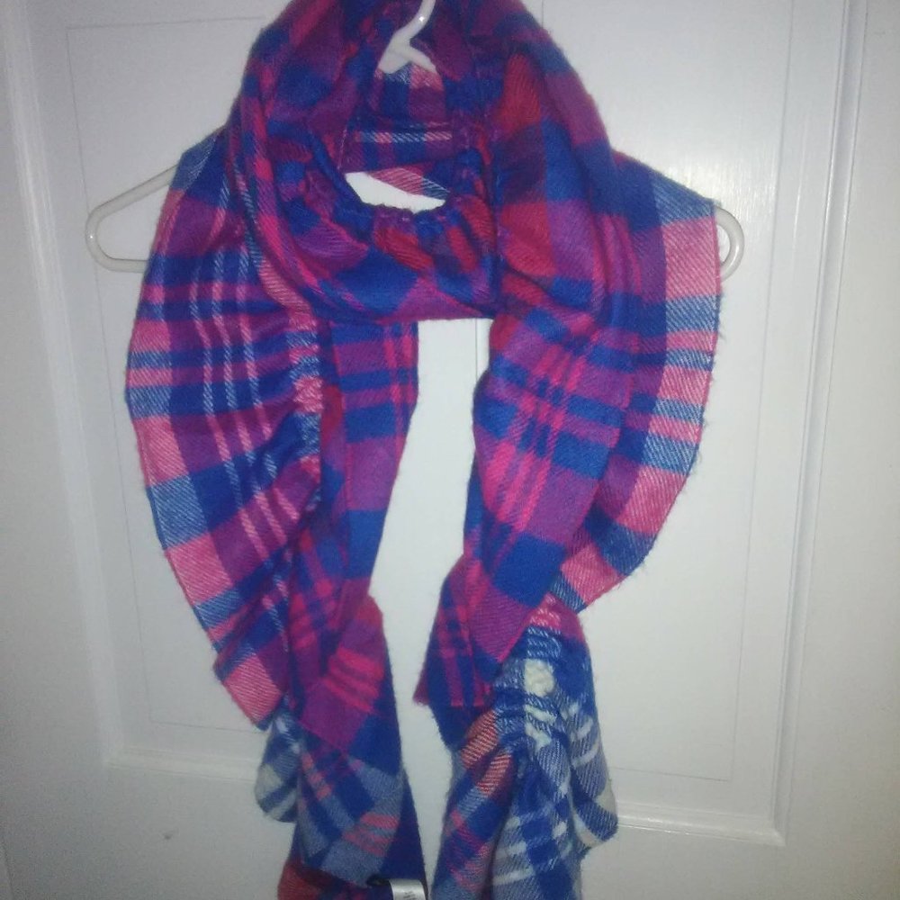 Pink & Blue Plaid Scarf